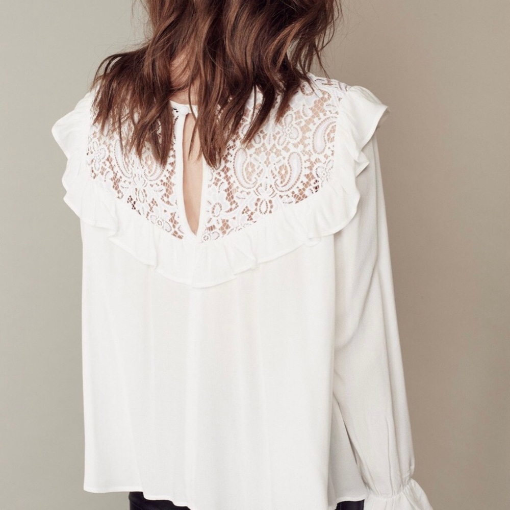 For Love & Lemons Vivian White Lace Top - Picture 3 of 8